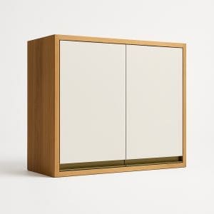 Armário Aéreo Andirá 80 cm – Amêndoa/Off White, 100% MDF, 2 Portas e Prateleira Interna