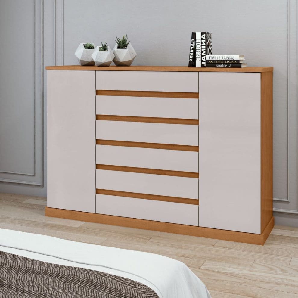 3 3 Cômoda Bari 173 cm - Amêndoa/Off White