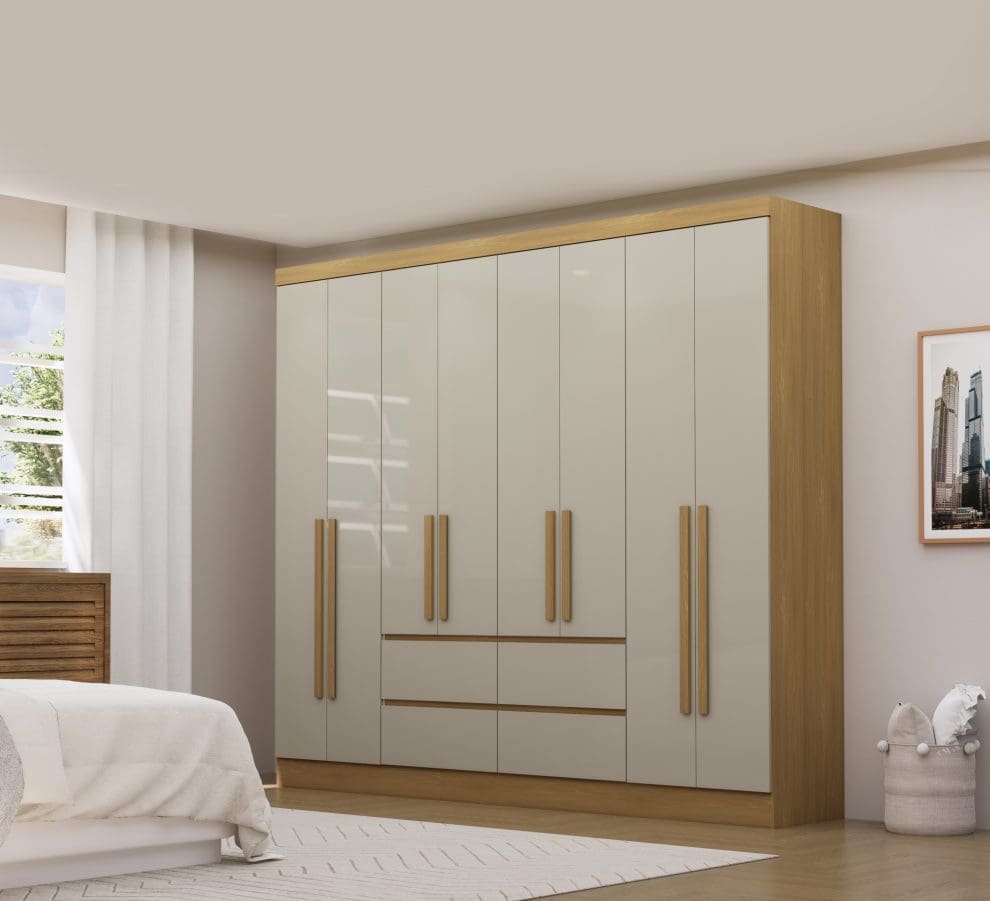 galeria turim3 Guarda-Roupa Casal 8 Portas Turim – 4 Gavetas – Freijó – 2,43 m