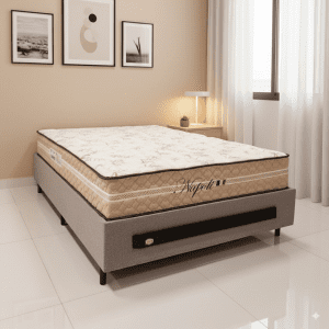 Conjunto colchão napoli com box italia cinza Casal