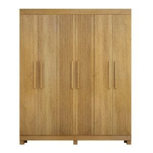 Guarda-Roupa Casal 6 Portas Coliseu – 2 Gavetas – 100% MDF – Cinamomo – 1,85 m – Portas Frisadas