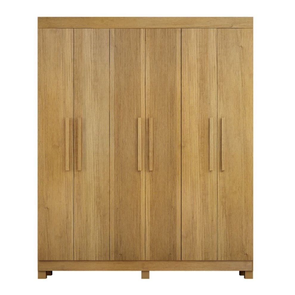 moveis 16 Guarda-Roupa Casal 6 Portas Coliseu – 2 Gavetas – 100% MDF – Cinamomo – 1,85 m – Portas Frisadas