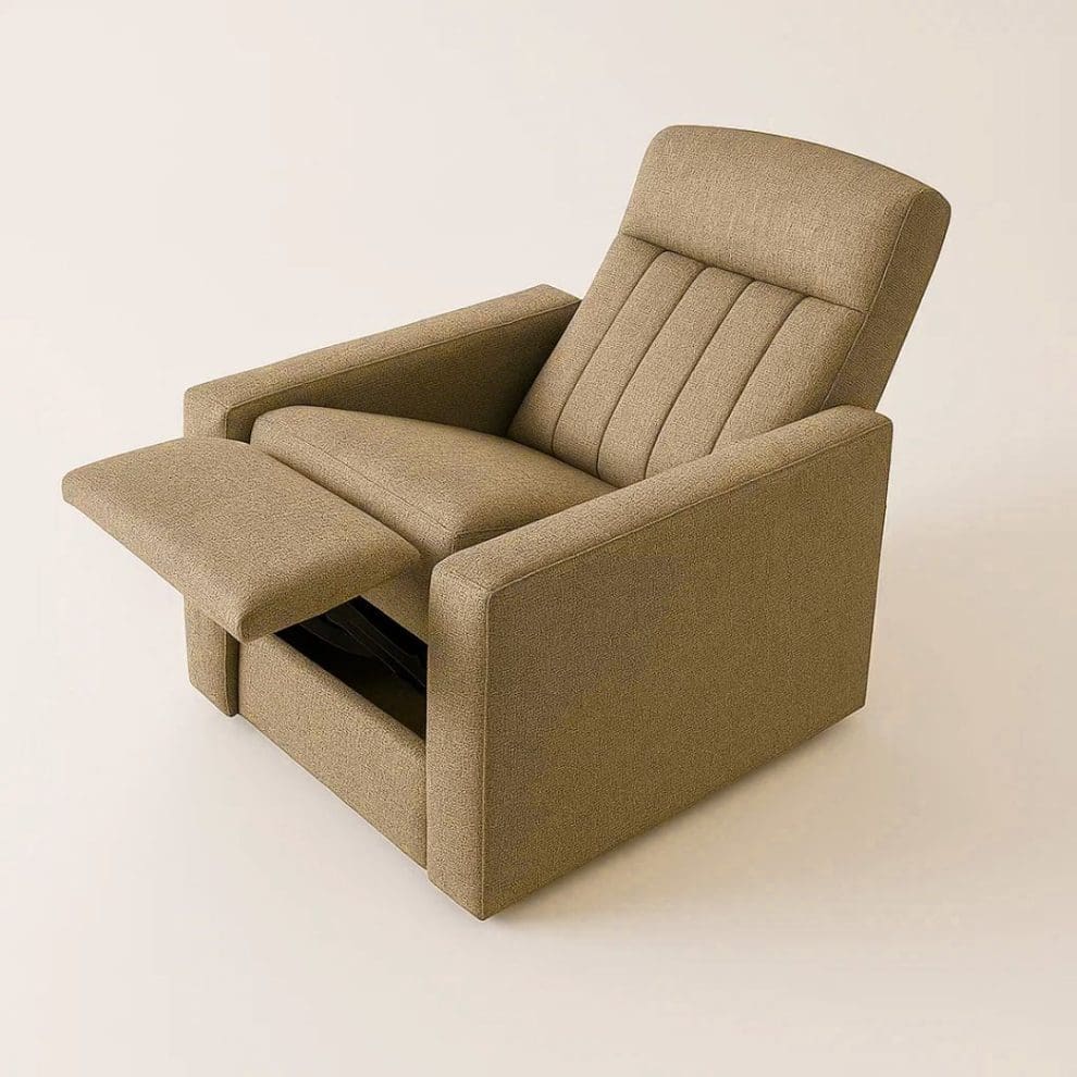 moveis Poltrona do Papai Stela – Reclinável – Linho Bege – Espuma D33 e Encosto Anatômico