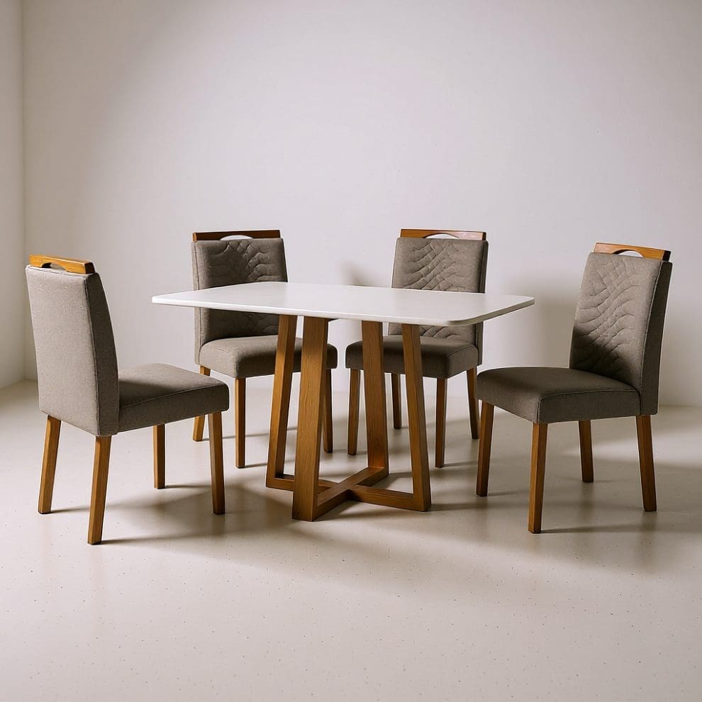 1756152685314 8608bda9 9255 4ede a166 d78709545e6e Mesa de Jantar Pedro 120x80cm com 4 Cadeiras Veludo