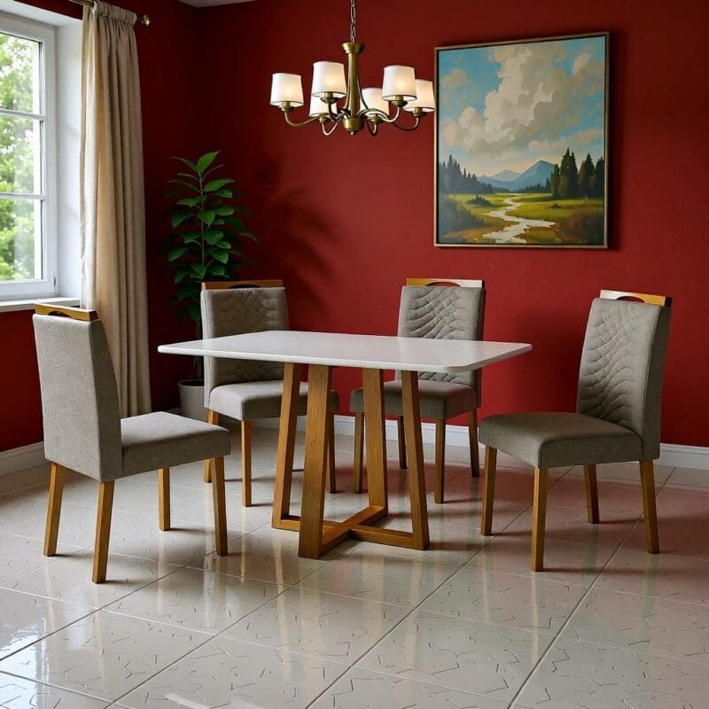 1756152753519 dfab1dc6 638e 4799 a2fd dc08c83a9abd Mesa de Jantar Pedro 120x80cm com 4 Cadeiras Veludo