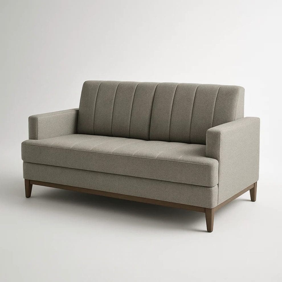 2 1 Sofá 2 Lugares Roma – Chenille Linho Cinza – 136 cm – Espuma D33 e Estrutura em Madeira Maciça