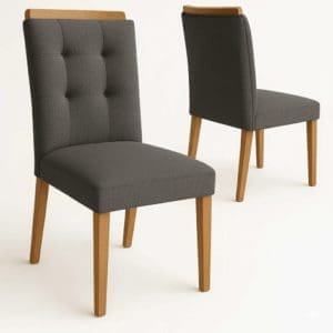 Kit 2 Cadeiras Porto – Linho Cinza – Estrutura em MDF