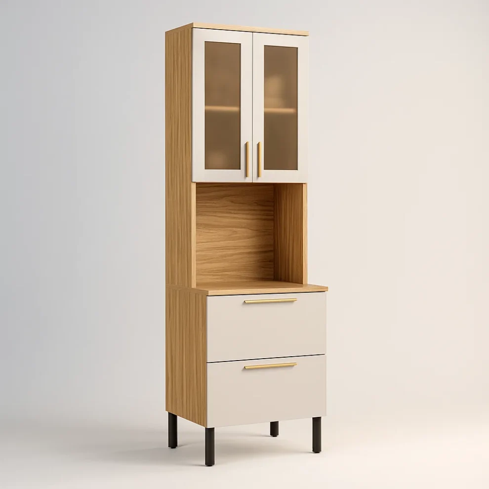 assets task 01k2q1ddkqfp8ba9j6by1y6xkc 1755267502 img 0 Paneleiro Micro-ondas Florença 66 cm – Amêndoa/Off White, Portas Basculantes com Pistão a Gás