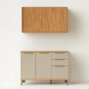 Conjunto de Cozinha 2 Peças Pandora – 120 cm – Amêndoa/Off White