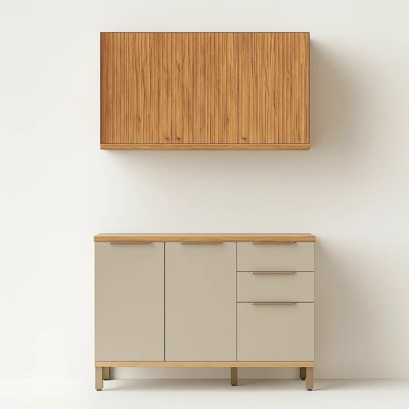 assets task 01k2z3qtqwe86bsp2jy3byd5cc 1755538372 img 0 Conjunto de Cozinha Pandora 2 Peças 1.20m - Amêndoa/Off White