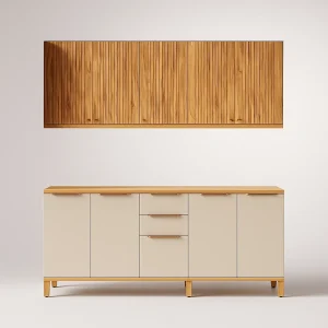 Conjunto de Cozinha 4 Peças Pandora – 200 cm – Amêndoa/Off White