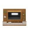 Conjunto Rack + Painel + 2 Módulos Laterais Catalunha 2,68 m para TV até 75” – MDP/MDF, Painel Ripado e LED