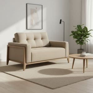 Sofá de 2 Lugares Vicenza 138 cm – Linho Bege, Espuma D33, Molas S e Almofadas Soltas