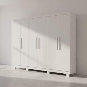 Guarda-Roupa Casal Sergipe – 6 Portas – 2 Gavetas – 1,80 m – Branco