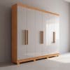 Guarda-Roupa Casal Sergipe – 6 Portas – 2 Gavetas – 1,80 m – Nature com Off White