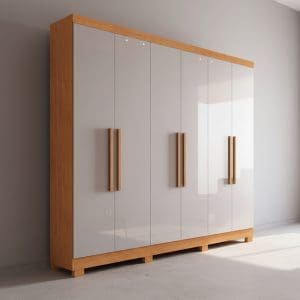 Guarda-Roupa Casal Sergipe – 6 Portas – 2 Gavetas – 1,80 m – Nature com Off White