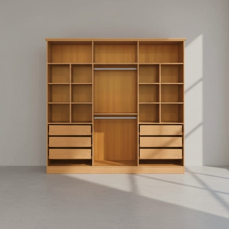 generated image 1758658982403 Guarda-Roupa Casal Bianca – 6 Portas – 6 Gavetas – 100% MDF – Nature/Off White – 2,30 m