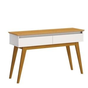 Aparador Gardênia – Off White/Nature – 2 Gavetas – Tampo em MDF 25 mm e Pés em Madeira Maciça